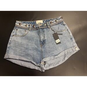 One Teaspoon NWT Bandits High Waist Denim Shorts‎ Hollywood Hills Blue Size 34
